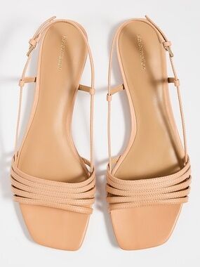 Reformation Millie Lattice Slingback Flat Sandals Nude Leather 9.5 Minimalist
